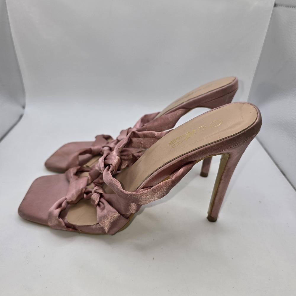 Mata Women's Dusty Pink Knotted Strappy Stiletto Heels Mules US 8 Slip On